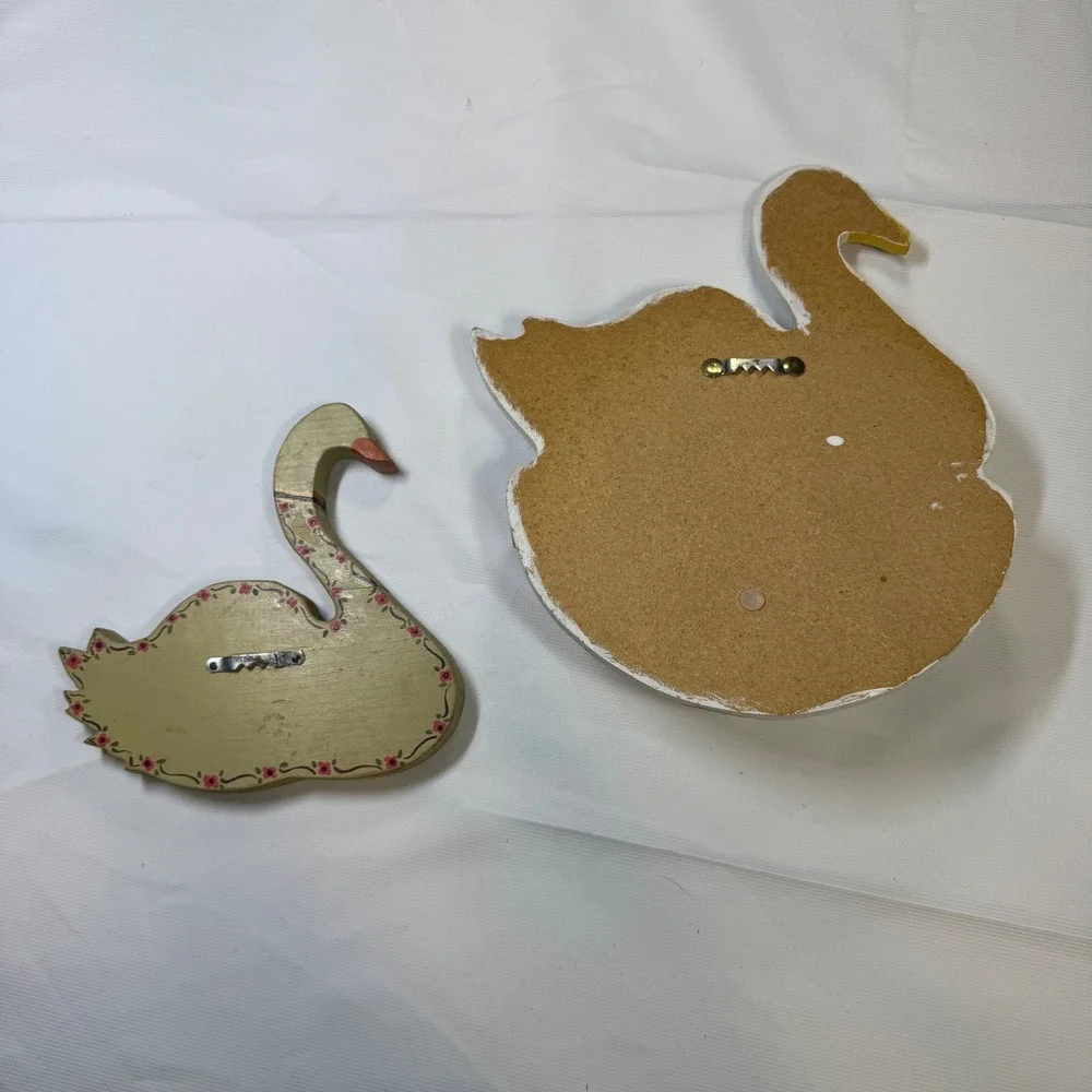 Vintage Cottagecore Country Goose Swan Wall Decor Set‎ Wood Shelf Sitter Farm